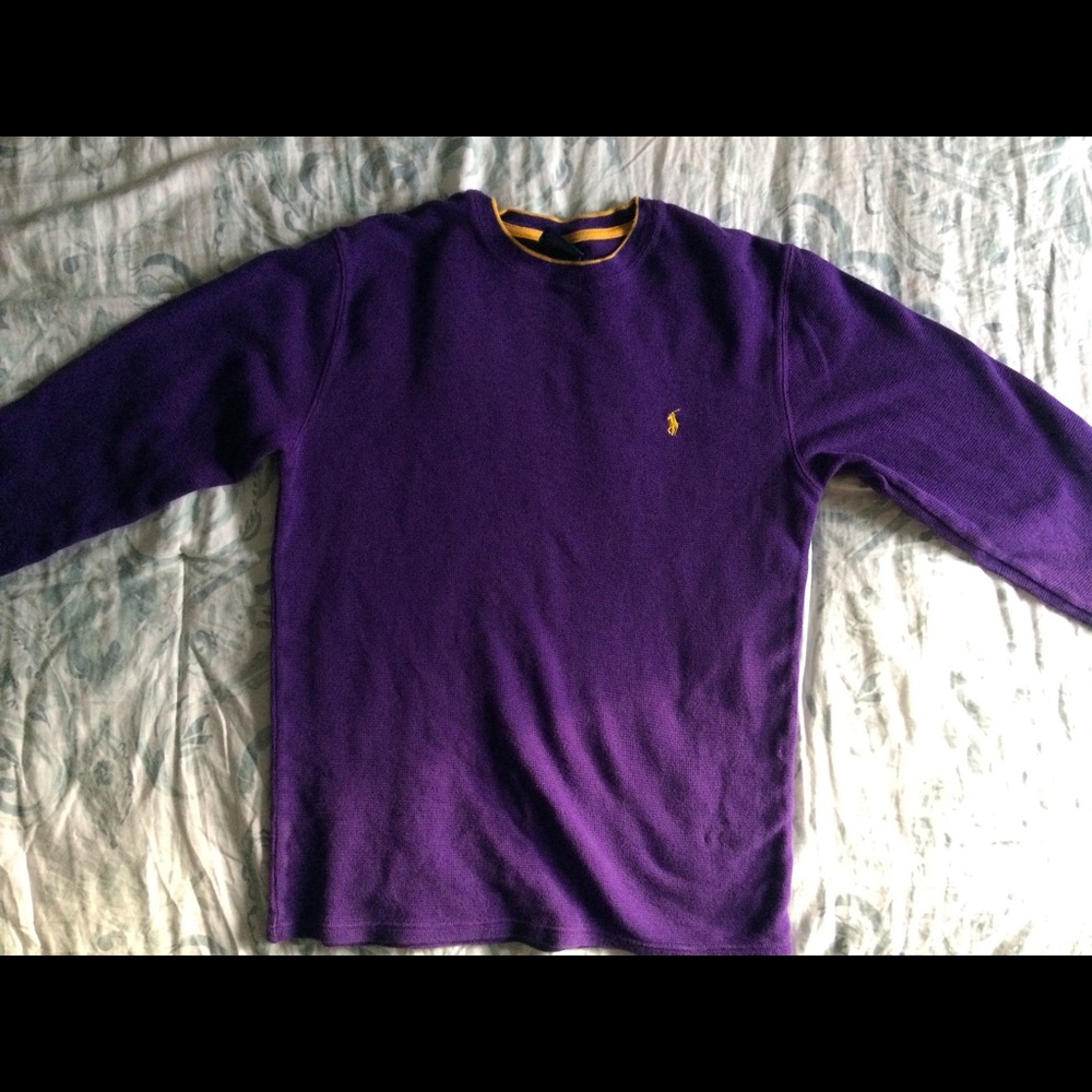 Men's Long Sleeve Purple Polo